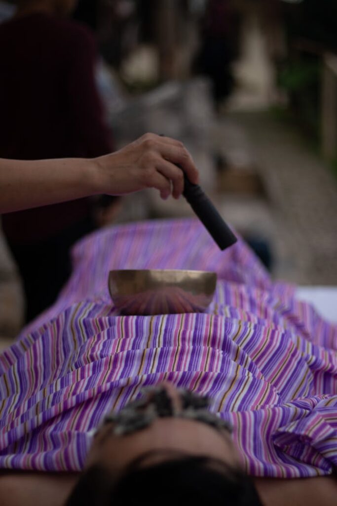 pexels photo 12326769 A tranquil sound therapy session using a singing bowl in a spa for relaxation and well-being.